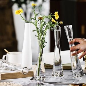 6 pc set baccarat Elegant crystal glass bud flower vases
